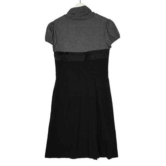 Theory Dress Womens 6 Wool Blend Grey Black Turtleneck Short Sleeve Shift Flaw* - Picture 10 of 15